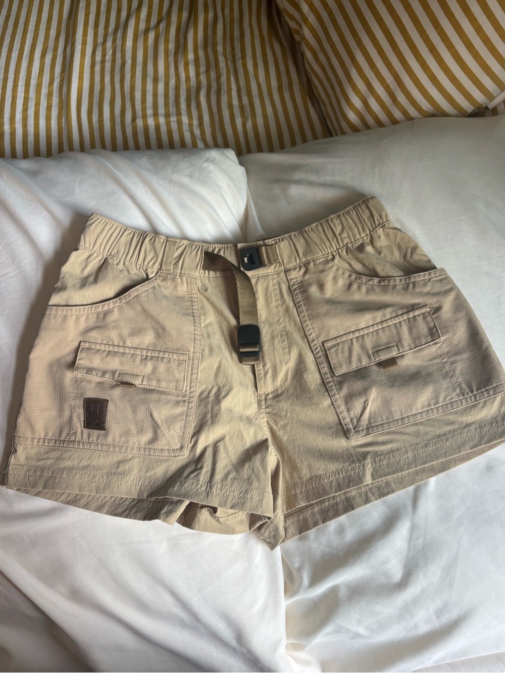 Topo Designs Tan Retro River Shorts with Built-In Belt